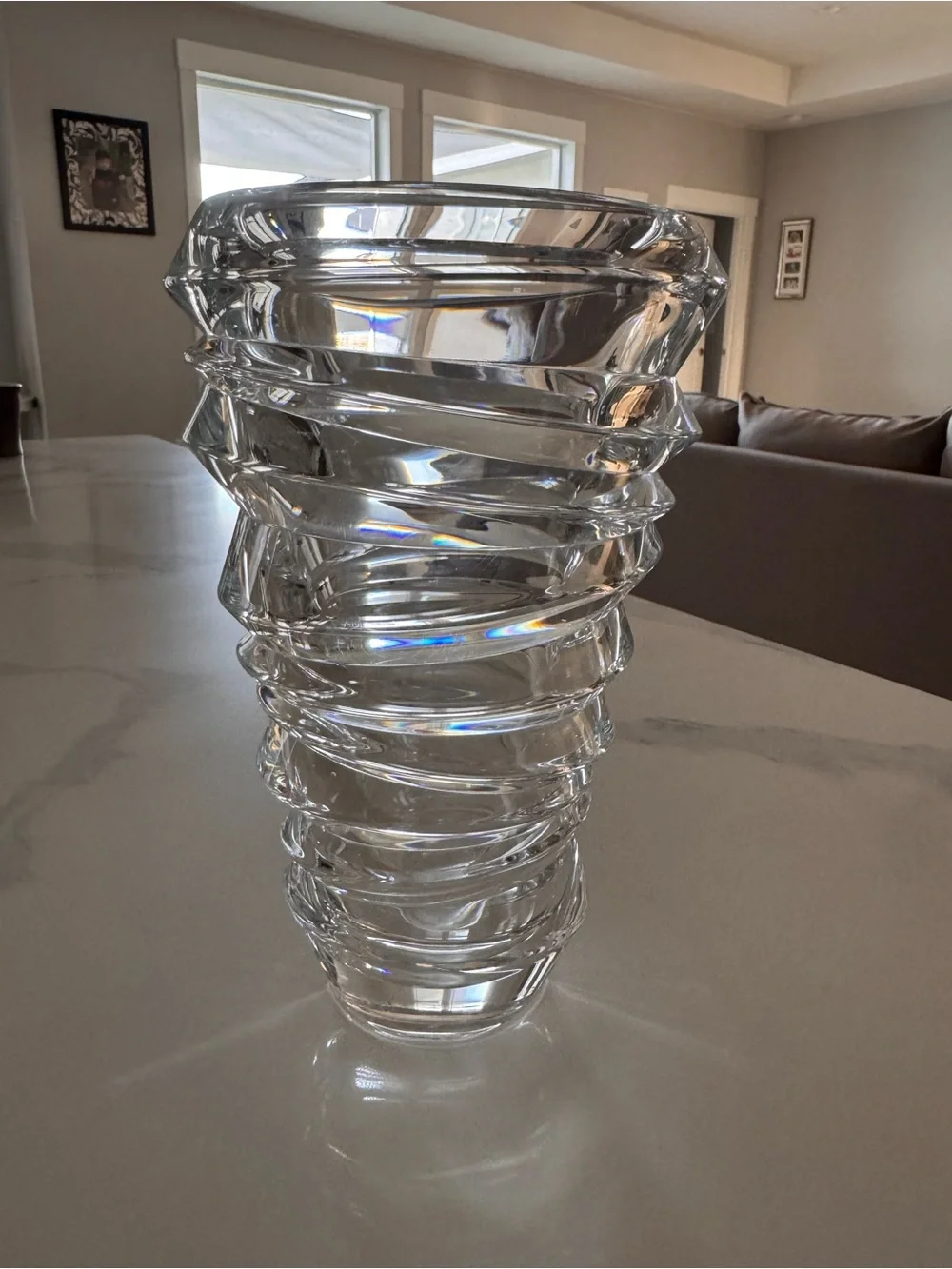 Natchmann (Germany) Clear Swirled Crystal Vase